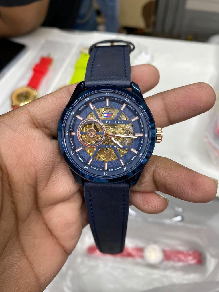 Tommy Hilfiger Automatic Machinary Blue Strap & Blue Dial Analog Watch For Men