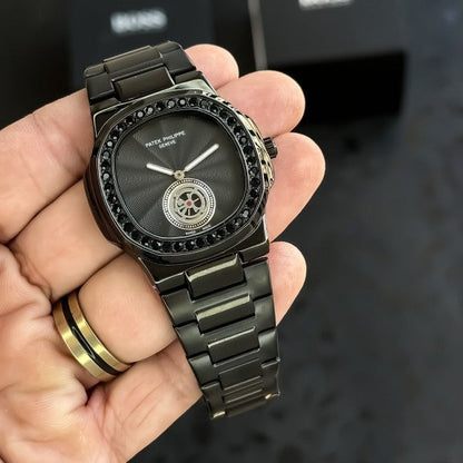Patek Philippe Nautilus Black Square Dial Mens Watch