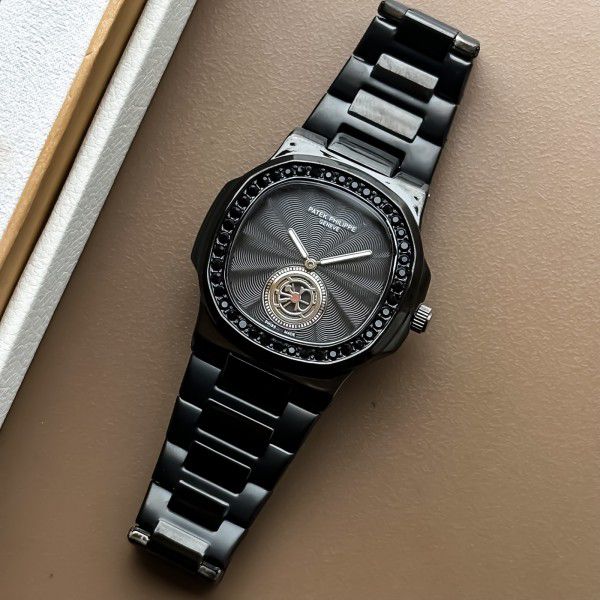Patek Philippe Nautilus Black Square Dial Mens Watch