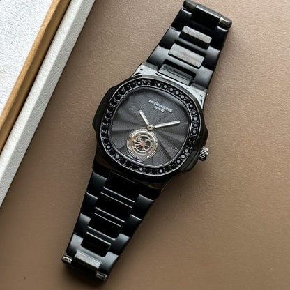 Patek Philippe Nautilus Black Square Dial Mens Watch